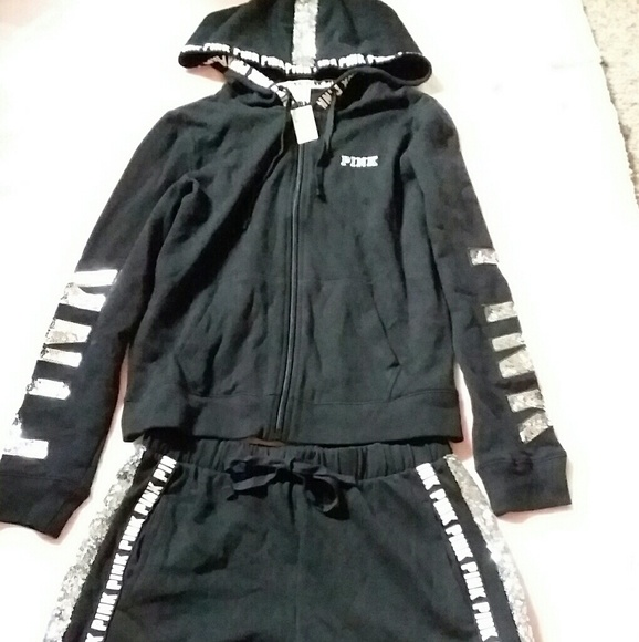 PINK Victoria's Secret Pants - HTF VS Pink Bling Hoodie & Shorts Set